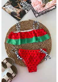 Resim Miniğimin Cicileri Karpuz Desenli Kız Çocuk 2 Li Mayo Bikini ... Kırmızı 