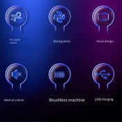 Resim VintageVo Elde Taşınan Fan Soğutucu Taşınabilir Mini USB Şarj Fan Masası Yurt 5 Hızlar Ayarlanabilir Şarj Edilebilir Fan, Mavi (Yurt Dışından) 