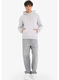 Resim Defacto Regular Fit Kapüşonlu İçi Yumuşak Tüylü Kanguru Cepli Basic Düz Sweatshirt X8283az25augr184 Gri 