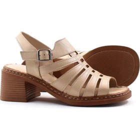 Resim Fast Step Hakiki Deri Kadın Dolgu Topuk Sandalet 621ZA937L 
