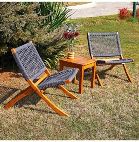 Resim Kandilli Ahşap Bahçe Balkon Takımı: 40x40 Sehpa + 2 Sandalye Kahverengi 