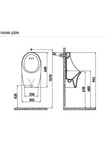 Resim Creavit TP611 Üstten Su Girişli Pisuvar 