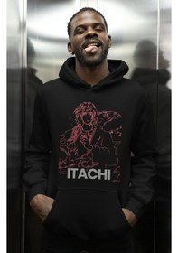 Resim Sevbano Tasarım Itachi Uchiha Attack On Titan Naruto Baskılı Unisex Overs Siyah 