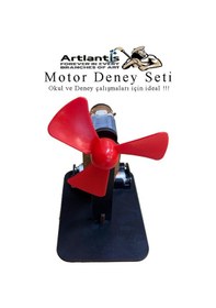 Resim Pervane Motor Deney Seti 1 Paket Dc Motor Anahtar Pil Yatağı Pervane Pil İletken Kablo Okul Deney Seti 