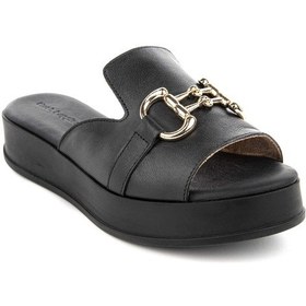 Resim Hush Puppies Asan 624219 Hakiki Deri Kadın Terlik Siyah Siyah 