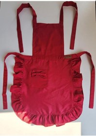 Resim Keten Fırfırlı Bohem Mutfak Önlüğü Bordo 