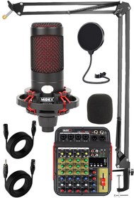Resim Midex CXN-30 Paket-5 5 Kanal Stüdyo Kayıt Mikserli Condenser Mikrofon Stand Seti 