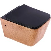 Resim Turkuaz Pure Crocodıle Bronz Siyah Kanalsız Asma Klozet WH-774+SOFT Kapak 