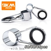 Resim 9KM 50/65/80 adet Balıkçılık Kamışı Kılavuzu Paslanmaz Çelik Balıkçılık Kamışı Tamir Kiti Yedek Aşınmaya Dayanıklı Seramik Halka Döküm Spinning Kamışı Kılavuzları 