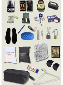 Resim 23 Parça Asker Malzemesi Seti - Asker Cüzdanı Vatka Tabanlık Bot Boyası Kilit - Bedelli Askerlik Malzemeleri Siyah 