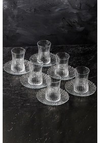 Resim 12 Parça Elysia Paşabahçe Çay Tabaklı Çay Takımı Seti Beyaz 