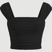 Resim Kadın Moda Askılı Olmayan Triko Kumaş Üst - Tek Renk, Kısa Uzunluk, İlkbahar/Yaz, Ped Oluşturma Yok, Polyester, 110 g/m² 
