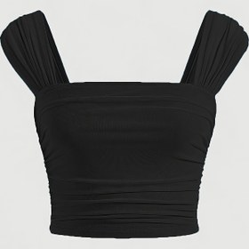 Resim Kadın Moda Askılı Olmayan Triko Kumaş Üst - Tek Renk, Kısa Uzunluk, İlkbahar/Yaz, Ped Oluşturma Yok, Polyester, 110 g/m² 