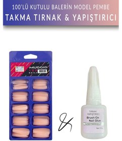 Resim Muggio Balerin Protez Takma Tırnak 100'lü + Tırnak Yapıştırıcı 10 G 