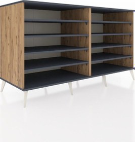Resim Kronos Konsol 8 Raflı 176x59x99 Çam-antrasit Çam-antrasit 