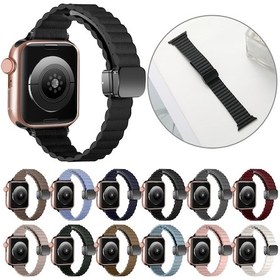 Resim Sones iOS Uyumlu Watch 42mm Su Dalgalanma Manyetik Katlanır Tokalı Saat Kordonu, Stil: İnce Model 