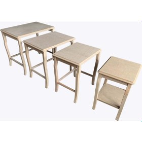 Resim Eko-Klasik 4'Lü Çin Zigon Sehpa-Tamamı Ahşap-Hâm&Cilasız 