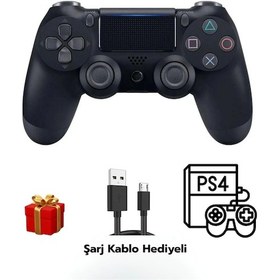 Resim Glrtech P4 Siyah Kablosuz Oyun Kolu Double Motor Titreşimli Şarj Edilebilir Ps4 Uyumlu 