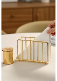 Resim Gold Kafes Metal Peçetelik Gold 