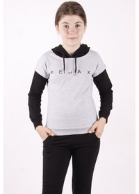 Resim Toontoy Kız Çocuk Relax Baskılı Sweatshirt Gri Melanj 
