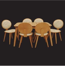 Resim Masa Papel Oval Sırt Sandalye Model Takım Kayın Kaplama Torna Retro Dikdörtgen Açılır El Yapım 