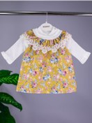 Resim MinikButik Kız Bebek Pembe Çiçek Desenli Ikili Elbise 