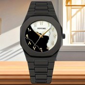 Resim PINTIME Unisex Kuvars Saat - Ultra-İnce Hafif Siyah ve Altın Acenta, Geometrik Kadran Arap Rakamları ile, Dayanıklı Plastik Kasa ve Kayış, İş Casual Stil, Doğum Günleri, Sevgililer Günü Hediyeleri, Günlük Saat için Mükemmel | Minimalist Saat | Kuvars Hareketi 