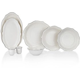 Resim Schafer 56 Parça Platin Detaylı Yemek Takımı Beyaz 