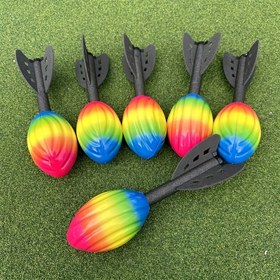 Resim 1/2 adet 29,06 cm Gökkuşağı Köpük Spiralli Roket Futbol Atma Oyuncağı - Uzun Mesafe Dart Oyuncak Entegre Eğlenceli Fırlatma Oyunu 