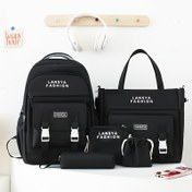 Resim 5 adet Erkek Sırt Çantası Seti - Siyah Rahat Üniversite Çantası, Büyük Kapasiteli Laptop Sırt Çantası, Çoklu Bölümler, Kalem Kutusu ve Ayarlanabilir Askılar, Hafif Tasarım Günlük Kullanım İçin, Üniversite İçin Sırt Çantası, Basit Desenli Çanta, Fermuarlı Kapatma Çantası 