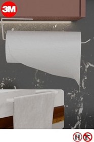 Resim Risingmaber Metal Mat Beyaz Yapışkanlı Tuvalet Kağıtlık ve Kağıt Havluluk İkili Set Yapışkanlı Wc Kağıtlık ve Kağıt Havlu Askısı 3M Yapışkanlı Tasarım MT74B 