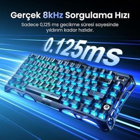 Resim GravaStar Mercury V75 HE Hall Effect Manyetik Switch Gaming Klavye, Hot-Swappable, Rapid Trigger, 8000Hz, 0.125ms Ultra Düşük Gecikme, Kablolu, RGB Işıklı, İngilizce Q 