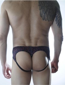 Resim Beruflic Erkek Daire Desenli Fantezi Jockstrap 