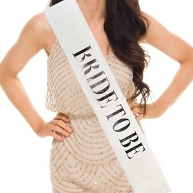 Resim Beyaz Gümüş Bride To Be Simli Kuşak Kemer 10 cm 