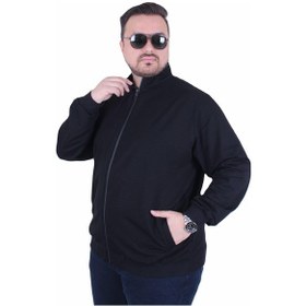 Resim Starbattal Büyük Beden Basic Mevsimlik Fermuarlı Sweatshirt 22750 Sıyah Siyah 