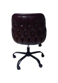 Resim Kapitone Desenli Ofis Koltuğu Bordo Renk Suni Deri 