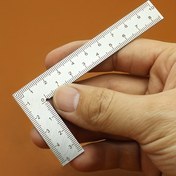 Resim Mini Kare Paslanmaz Çelik L-Şekilli Çift Taraflı Yüksek Hassasiyetli Ölçek Çok Fonksiyonlu Kalınlaştırılmış Köşe Cetveli Deri Tasarımı için 