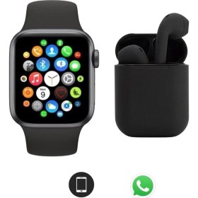 Resim Tüm Akıllı Telefonlarla Uyumlu Yeni Nesil Watch 6 Series Akıllı Saat + I12 Bluetooth Kulaklık 