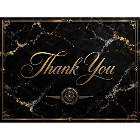 Resim Premium Mermer Desenli Teşekkür Kartı Gold Yaldız Görünümlü Thank You Kartı 100 Adet 