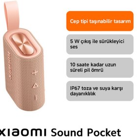 Resim Xiaomi Sound Pocket S28D 5W IP67 Taşınabilir Bluetooth Hoparlör Pembe (Xiaomi Türkiye Garantili) 