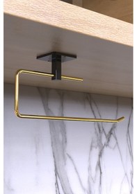 Resim Karteya Yapışkanlı Paslanmaz Gold Rulo Havluluk Ve Wc Kağıtlık Banyo Mutfak 2'li Set Altın 