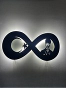 Resim Dgrk Sonsuzluk Atatürk Led Işıklı Tasarım Tablo Ahşap Dekorotif D 