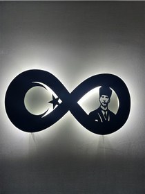 Resim Dgrk Sonsuzluk Atatürk Led Işıklı Tasarım Tablo Ahşap Dekorotif D 