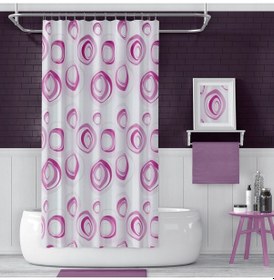 Resim Banyo Duş Perdesi 4954 Pembe 110x200 Perde Borusu Askı Aparatı 90x130 Hediyeli Çok Renkli 