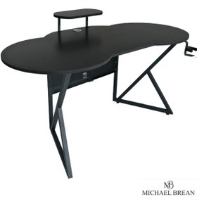 Resim Michael Brean Özel Oval Tasarım Oyuncu Masası 156 Cm Bardaklık Ve Kulaklık Tutucu Hediye 