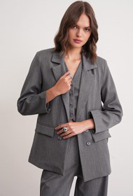 Resim Mixray 4745 Kadın Oversize Blazer Ceket Antrasit 