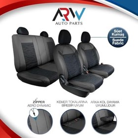 Resim Fiat Albea ile Uyumlu Lüx Deri Süet Oto Koltuk Kılıfı Ön Arka Takım Prime Serisi SİYAH 