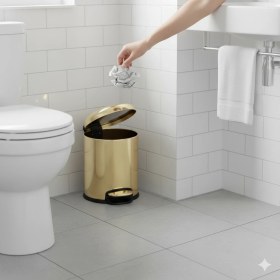 Resim System Banyo Aksesuarları Pedallı 5 L Gold Çöp Kovası 31x23x20 cm 