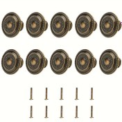 Resim 10'lu Paket Retro Mutfak Dolabı Tokmakları, Antika Kupa Çekmece Kulpları, Bronz Kaplama Çekmece Kulpları, Çinko Alaşımlı Metal, Toz Boyalı Kupa Stil Tokmaklar Makyaj Masası Çekmeceleri için 