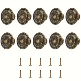 Resim 10'lu Paket Retro Mutfak Dolabı Tokmakları, Antika Kupa Çekmece Kulpları, Bronz Kaplama Çekmece Kulpları, Çinko Alaşımlı Metal, Toz Boyalı Kupa Stil Tokmaklar Makyaj Masası Çekmeceleri için 